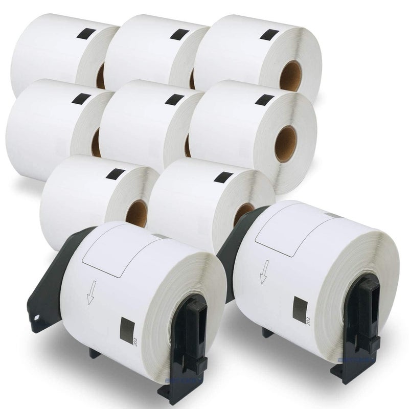 BETCKEY - Compatible Shipping Labels Replacement for Brother DK-1202 (2.4" x 3.9"), Use with Brother QL Label Printers [10 Rolls + 2 Reusable Cartridges] - Image 1